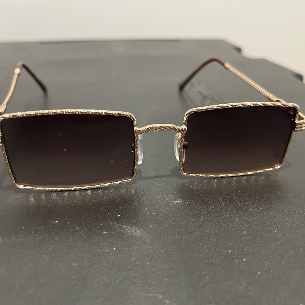 Gold Frame Rectangular Sunglasses - image 7
